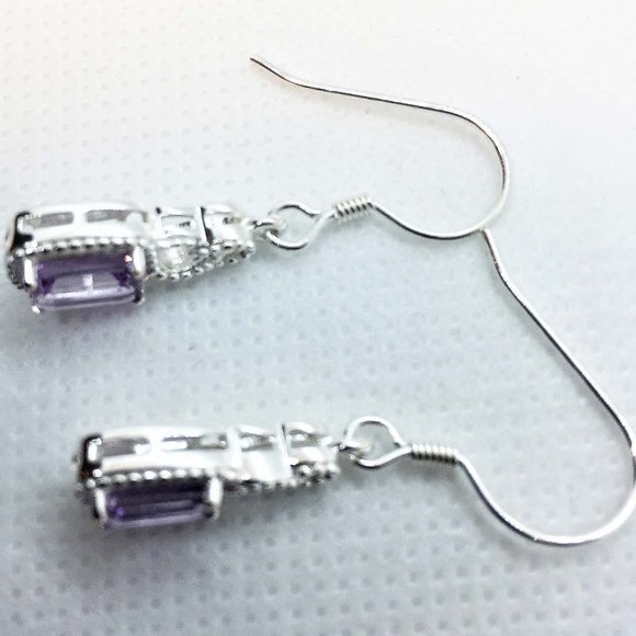 Amethyst, And Sterling Silver Drop Earrings - Picture 2 of 3